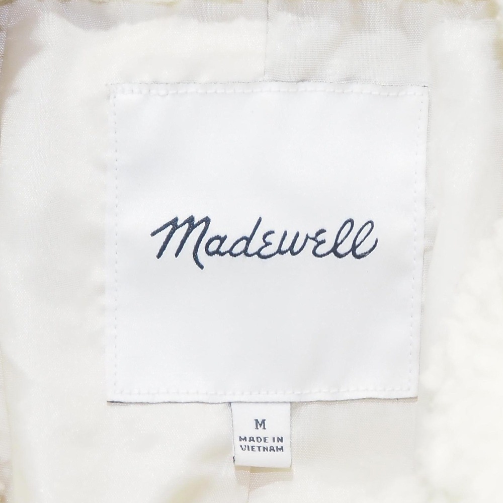 Madewell Sherpa Teddy Topcoat Women M Cream Tan Trim Button Front Long Jacket - Picture 5 of 9